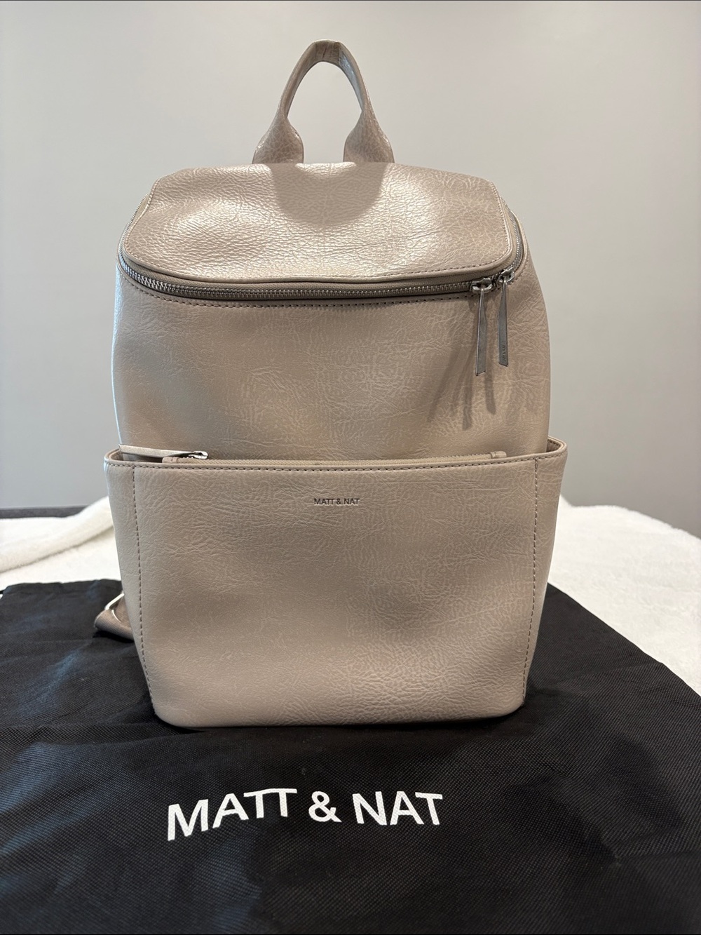 Matt & Nat Neutral Beige Vegan Leather Backpack